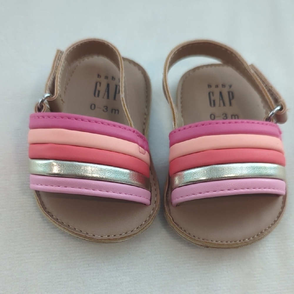 Baby Gap -  Pink and Silver Sandals. 0-3 Months
